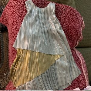 Metallic silver and gold sleeveless flow dress for girls size 5